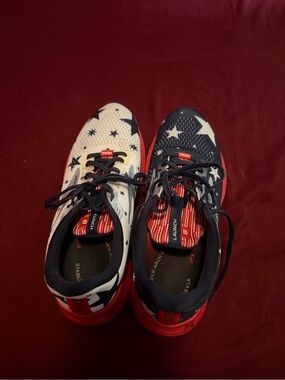 Unisex Athletic Sneakers - Patriotic Star Print in Red, White & Blue